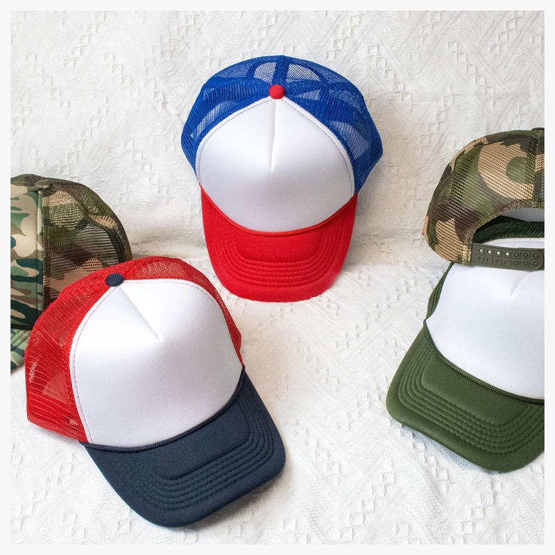 Classic Foam Trucker Hat Summer Mesh Rope Cap Solid Two