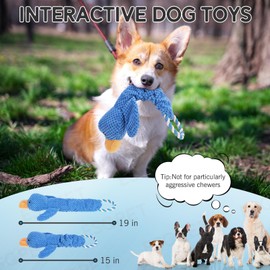 ESGPET Squeaky Dog Toys, Pull Interactive Plush Chew Cute Toy with Crinkle Paper for Puppies Small Medium Large Dogs,Great for Tug of War and Teeth Cleaning (Blue)