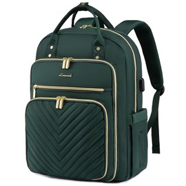 LOVEVOOK Laptop Backpack for Women, Water Resistant Travel Work Backpacks Purse Stylish Business Teacher Nurse Computer Bag with USB Charging Port,Dark Green