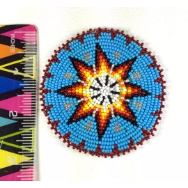 Handmade TURQUOISE BLUE STAR BEADED APPLIQUES ROSETTE  Q53/15