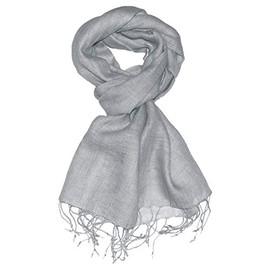 LORENZO CANA Luxury Men's Scarf Linen Scarf 100% Linen Grey 52 cm x 180 cm Cloth Natural Fibre 9320811, gray