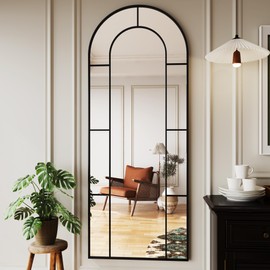 AUYHM Nano Glass Vintage Mirror Full Length,28"x71" Floor Length Mirror,Black Arch Mirror,Large Arched Mirror Full Length,Window Mirror(Black)