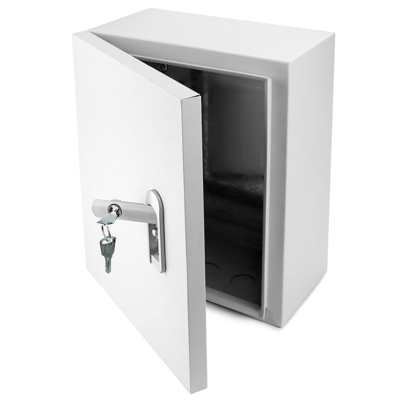 QWORK Heavy-Duty Outdoor Electrical Box, Fiberglass Reinforced Polyester, Steel, 12x10x6