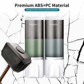 2-in-1 Shower Soap Dispenser, 2×500 ml Shampoo and Conditioner Dispenser Wall-Mounted Shower Pump Soap Dispenser Body Wash Dispenser for Bathroom Kitchen Hotel (2 Chamber + White)