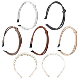 5 Leather Headbands And 2 Pearl Headbands, Fashionable And Simple Headbands, Retro Headbands, Ele Headbands, Women'S Hair Accessories, Hair Accessories