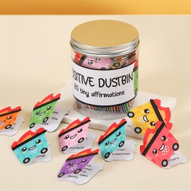 Affrolling 80 Pcs Positive Dumpster Cards in Jar Dumpster Affirmation Cards with Plastic Memory Jar Emotional Support Gifts Back to School Gifts Inspirational Mental Health Presents for Team Coworker