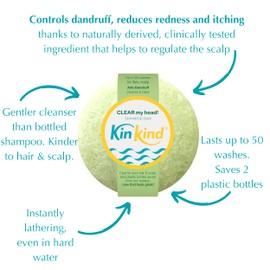 KinKind Shampoo Bar - CLEAR My Head! Anti Dandruff Shampoo Bars for Flaky Scalp | Solid Shampoo Bars, Natural Shampoo Bar, Travel Shampoo Bars for Hair UK | Up to 50 Washes - Vegan