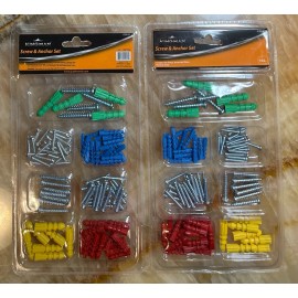 kingman 2 Pack Wall Screw and Anchor Set in 4 Different Color and Sizes 2 x 102 pcs