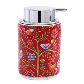 Bico Red Spring Bird Ceramic 12oz Soap Dispenser with Removable Pump, Ideal for Kitchen, Bathroom, Lotion and Essential Oil