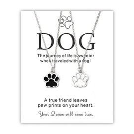 Dog Paw Necklace for Women Men Friendship Best Friend Matching Necklaces for 2 Christmas Birthday Gifts for Dog Pet Lover Gifts for Friend Couples Loss of Dog Sympathy Gift Necklaces