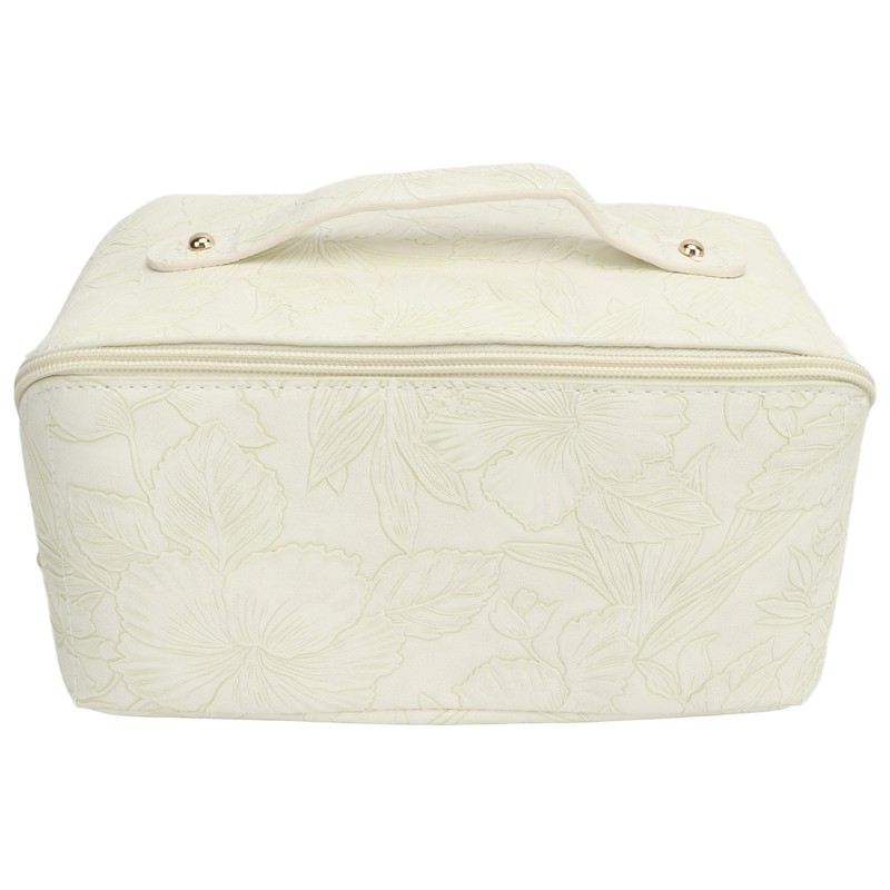 Makeup Cosmetic Bag Large Capacity Embossed Pattern Multifunctional Divider PU