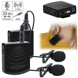 auvisio Microphone Radio Sets: Two Digital Wireless Microphone & Receiver Sets Jack 2.4GHz 25m (Handheld Microphone, Wireless Microphone)