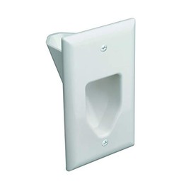DATA COMM Electronics 45-0001-WH 1-Gang Recessed Low Voltage Cable Plate - White