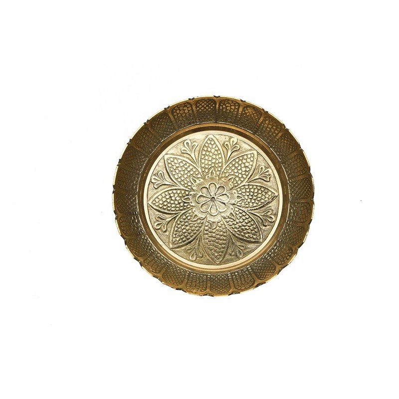 Nakshi Plate, Decorative Brass Indian Prasad Plate Katori for Pooja