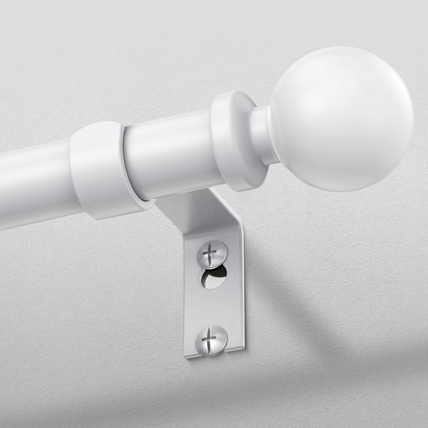 White Curtain Rods for Windows 48 to 84 Inch, Adjustable