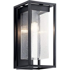 Kichler 59062BSL Mercer Outdoor Wall Sconce, 1-Light 150 Watts, Black with Silver Highlights