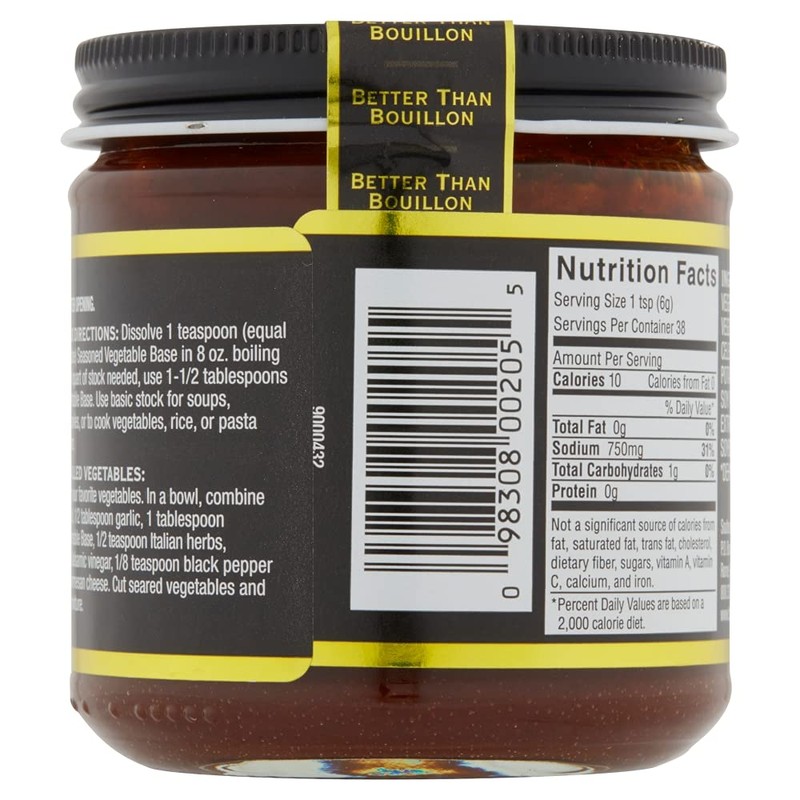 Better Than Bouillon Premium Seasoned Vegetable Base, Blendable Base for
