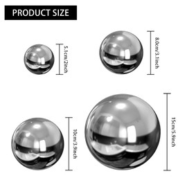 Kunjocy - 8 bolas decorativas de acero inoxidable para centros de mesa, bolas decorativas de metal de varios tamaños, esferas de espejo, esferas de relleno, decoración del hogar (plata)