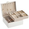 SONGMICS Caja Joyero, 2 Capas, con Asa, 23.9 x 20