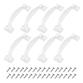 uxcell 8pcs 3 Inches Gate Handle Metal Vintage Door Drawer Pulls Vintage Furniture Handles with Screw for Kitchen Cupboard Closet Door White