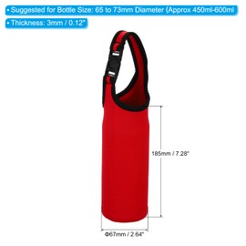 PATIKIL 67mmx185mm Water Bottle Sling Bag, 2 Pack Neoprene Portable Insulated Bottle Holder Carrier with Removable Adjustable Shoulder Strap, Red