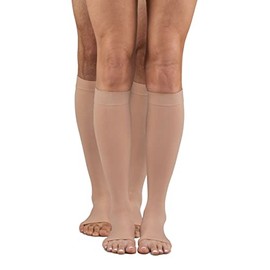 Dr. Comfort Microfiber Opaque +Plus 20-30mmHg Below Knee, Open Toe Unisex Knee High Compression Stocking