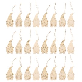 SEWACC Pack of 40 Blank Wooden Gnome Unfinished Wooden Gnomes Hanging Ornaments Unfinished Wooden Gnome Elf Christmas Tree Decorations
