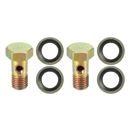 QUARKZMAN Universal M8x1 23 mm Length Motorcycle 3 Hole Hollow Screws with Washers Set Brake Hollow Screws Metric Thread Bronze Tone - Pack of 6