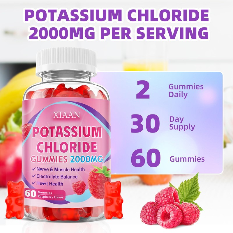 XIAAN Potassium Gummies for Women & Men, High Dose 2000mg