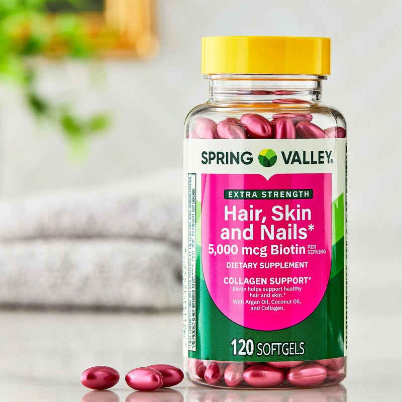 3-PK SPRING VALLEY Hair Skin & Nails 5000 Mcg Biotin