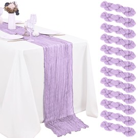 12 Pack Lavender Cheesecloth Table Runner 20 x 120 inch Gauze 10FT Semi Sheer Boho Fabric Cheese Cloth Table Runner for Wedding Party Birthday Baby Bridal Shower