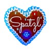 Set of 4 LED badges "Spatzl" in gingerbread heart design