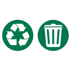 Two Pack Recycling Symbol Trash Can Vinyl Decal Stickers