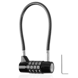 Combination Lock Cable Lock with 4 Digits Cabinet Lock with 7" Durable Cable Ideal for Gate Lock Travel Bag Bike Wardrobes Fence Luggage School Fence Gym Sports Locker (7")