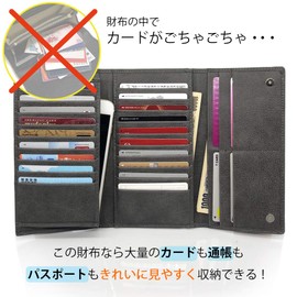 RITTA BERA Easy to Find Your Cards You Want to Use, Plenty of Card Storage, Long Wallet, Synthetic Leather, PU Leather, Large Capacity, Card Case, Men's, Coin Purse Included, Black