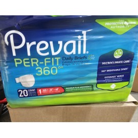 Prevail 20ct Prevail Per-Fit 360 Sz 1 Adult Incontinence Daily Briefs Underwear Diapers
