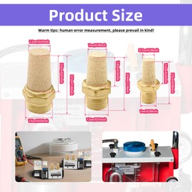 12Pcs Pneumatic Brass Exhaust Muffler Filter, Brass Pneumatic Exhaust Muffler, 1/8 1/4 3/8 NPT Male Air Silencer Fitting