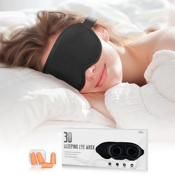 SUNBEBE Sleep Mask, 2 Pack, 3D Eye Mask for Sleep,