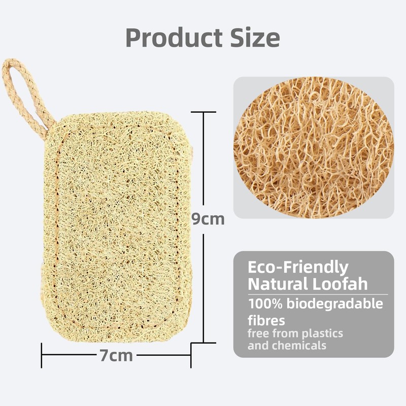 Suytvenxau 2 PCS Loofah Natural Shower Sponges, Eco-Friendly Exfoliating Body