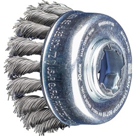 PFERD Cup brush, diameter 65 mm, braided, 0.35 mm steel wire, X-LOCK socket, 43305025 - for quick and comfortable tool changes