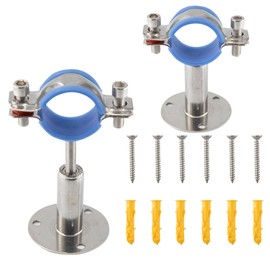 bociloy 304 Stainless Steel Wall Mount Ceiling Mount Pipe Supports, Adjustable Pipe clamp Fixed Support Pipe Strap Bracket for 1-1/4inch (36-40mm) Diameter Tubes, Adjustable Height 50-100mm, 2PCS