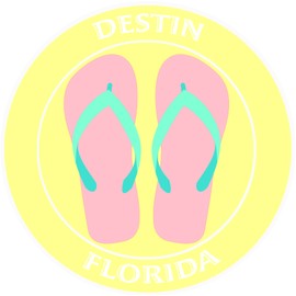 Athena Brands Flip Flops Destin Florida - Car Truck Window Bumper Graphics Sticker Decal - Fun In The Sun Yellow