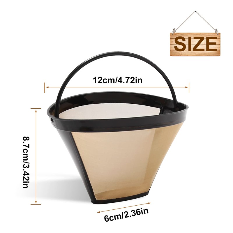 2 Pack Reusable Coffee Filter, 6-12 Cup Cone Coffee Filter