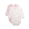 Sanetta Baby Bodysuit Long Sleeve (Twin Pack) Pink and White