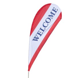 Vispronet Welcome Flag - Feather Flag Drop - Flag Only - Made from Tear-Resistant Knitted Polyester, Visible from Both Sides - 3.6ft x 8.7ft