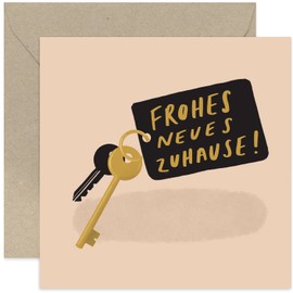 OEC Cute New Home Card for Couple - Fun Keychain Keys Housewarming Card for Couple - Happy New Home Card for Friends and Family | Blank Inside with Envelope