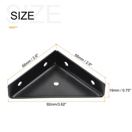 uxcell 2Pcs Angle Corner Brackets 66mm x 66mm, Cold Rolled Steel Braces Joining Support with Screws for Desk Bed Edge (Black)