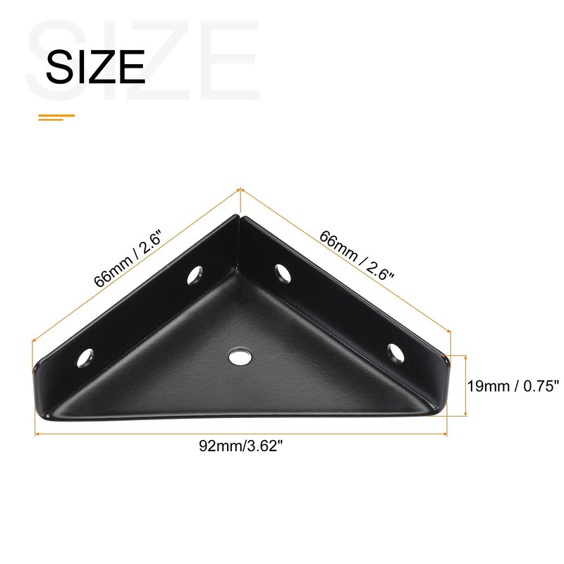 uxcell 2Pcs Angle Corner Brackets 66mm x 66mm, Cold Rolled