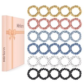 Mirlern 30 Pcs Small Hair Scrunchies for Women Girls, Elastic Hair Accessories Ponytail Holders, Soft Hair Ties No Damage for Thick Thin Hair, Mini Hair Bands Comfortable (Polka Dot Theme)