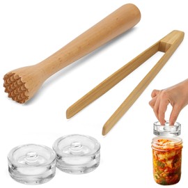 Fermentation Glass Weights 4 Pieces 7cm Glass Weights for Fermentation Fermentation with Pestle and Tongs